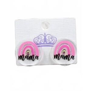NEW WHITE LABEL women's mama rainbow stud earrings in clear/ pink